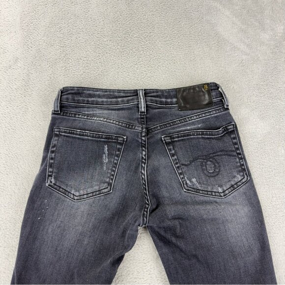 R13 Women's Size 24x25 Jenny Mid Rise w/ Double Shred Hems Black Denim Jeans - Picture 6 of 15